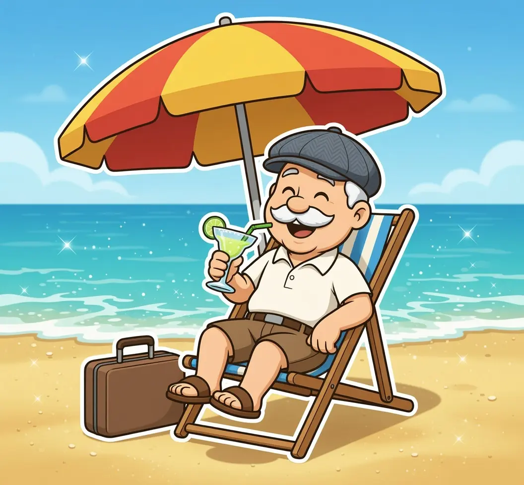 Decorative beach scene on Pop's Space-A site